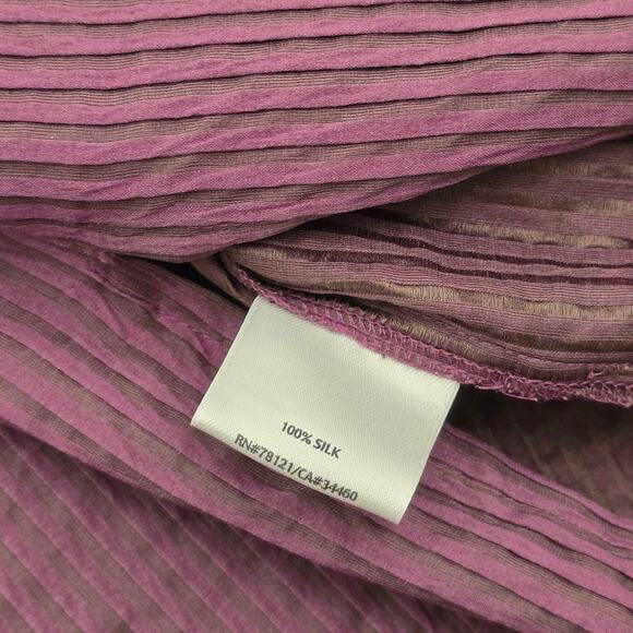 Eileen Fisher Silk Crinkle Mandarin Collar Tunic top Purple 2X Minimalist Artsy - Picture 9 of 11